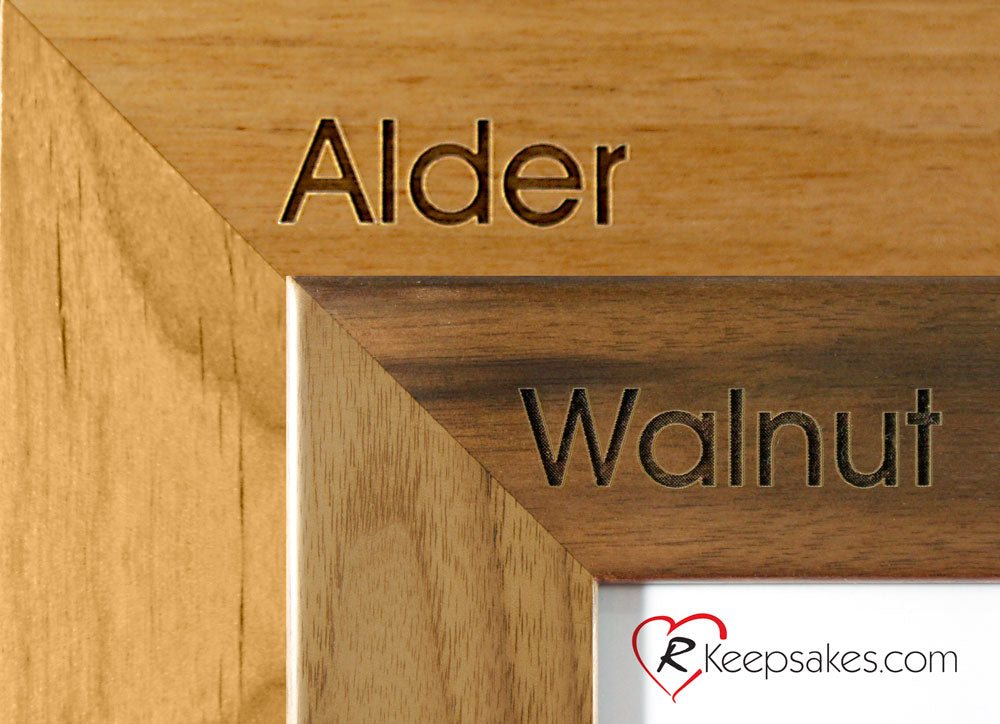 Personalized Piano Picture Frame wood options, alder and walnut