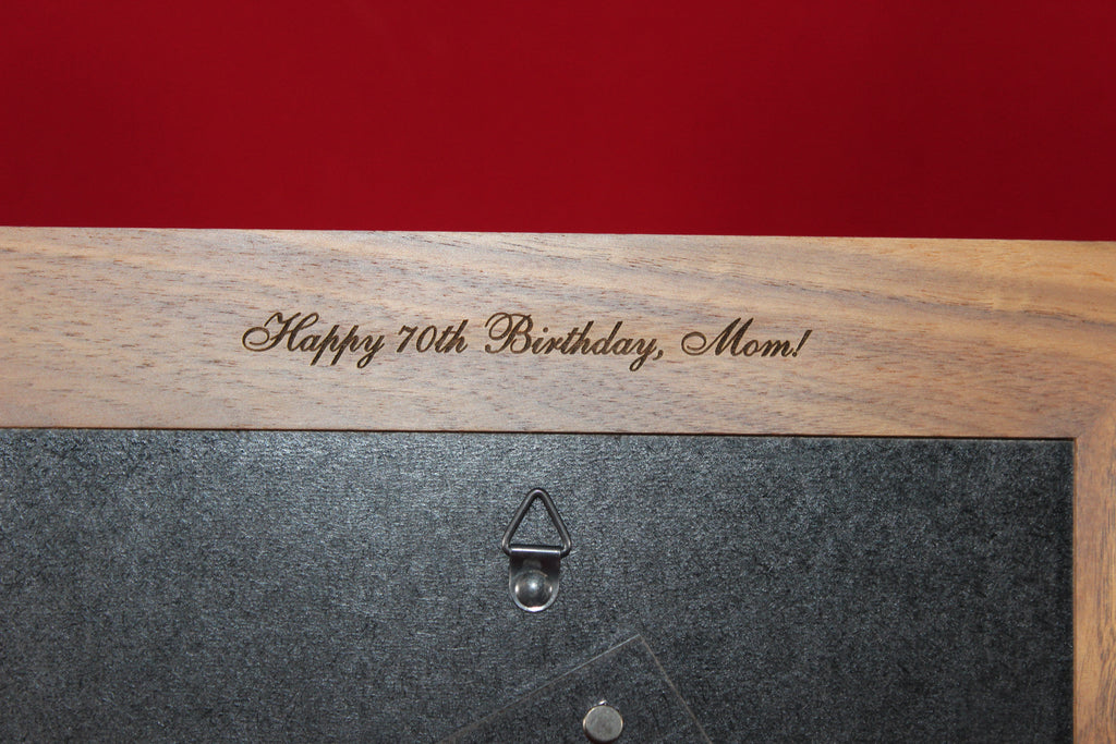 Personalized picture frame backside engraving option