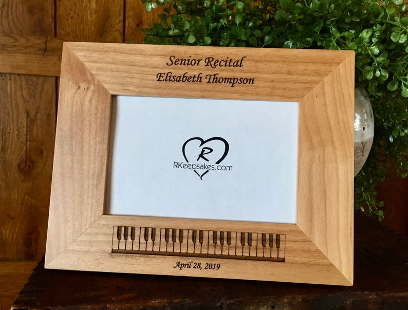 Personalize Piano Picture Frame with custom text and piano keys engraved