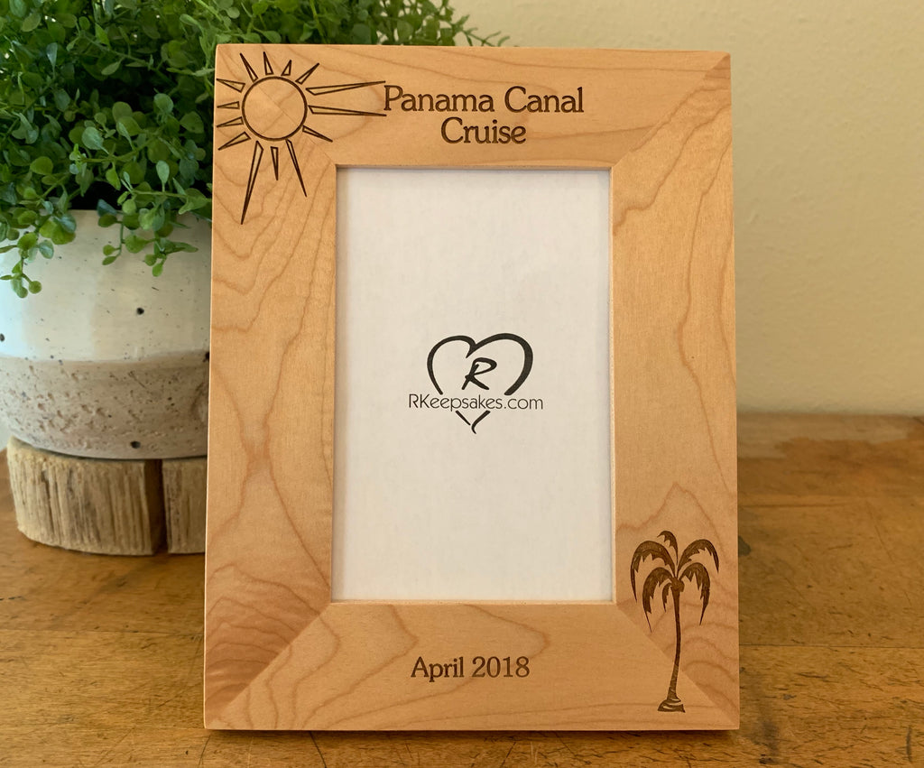 Palm Tree Picture Frame with Custom Text and palm tree image engraved