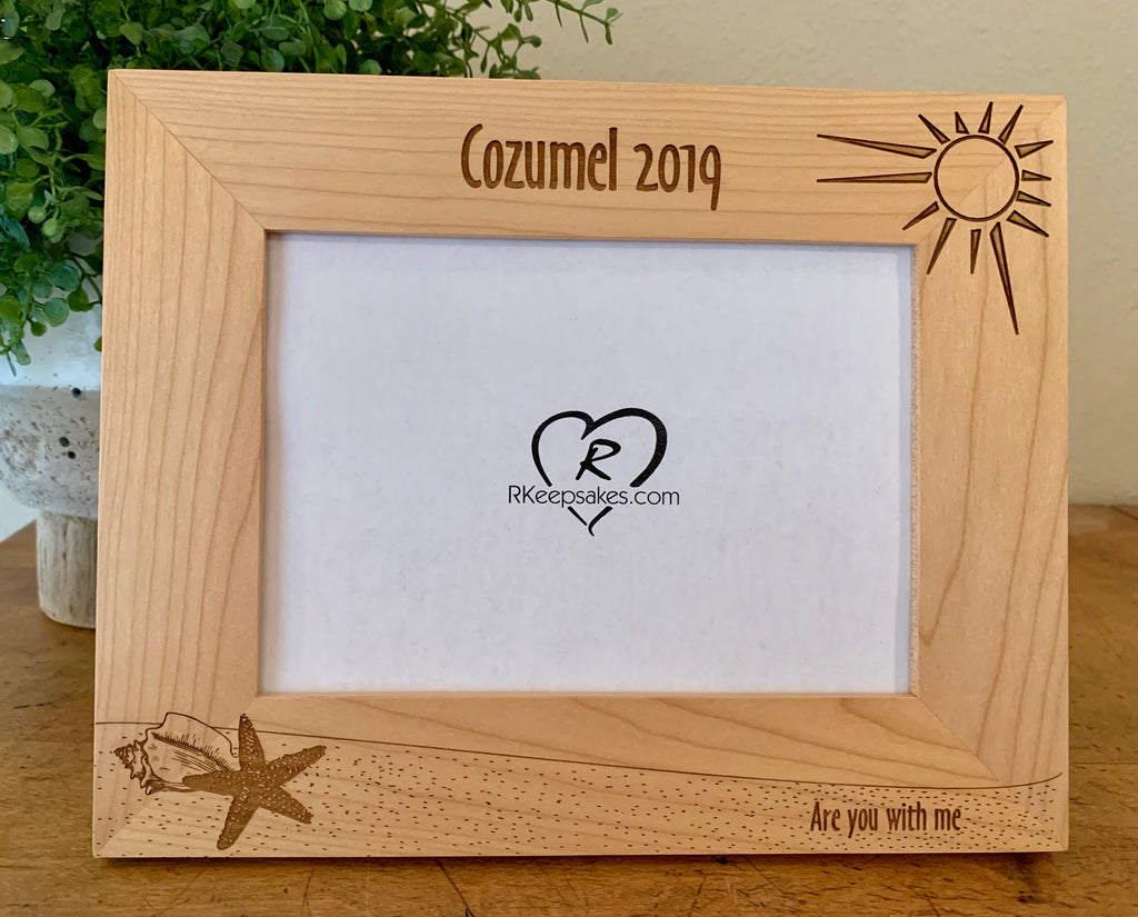 Custom Beach Starfish Picture frame with personalized text, horizontal
