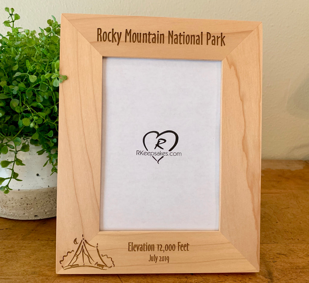 Personalized Camping Picture Frame with custom text and text image engraved