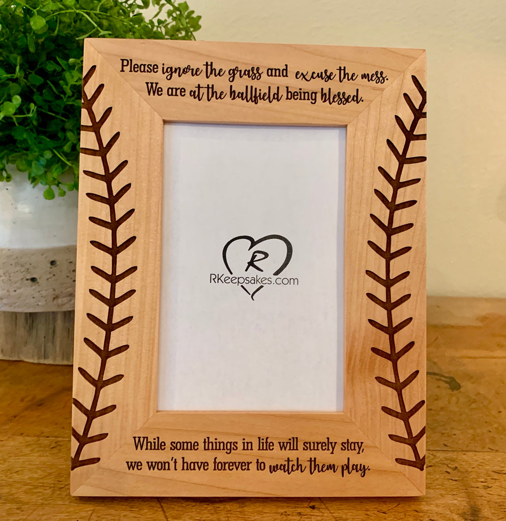 Baseball Picture frame with stitches engraved