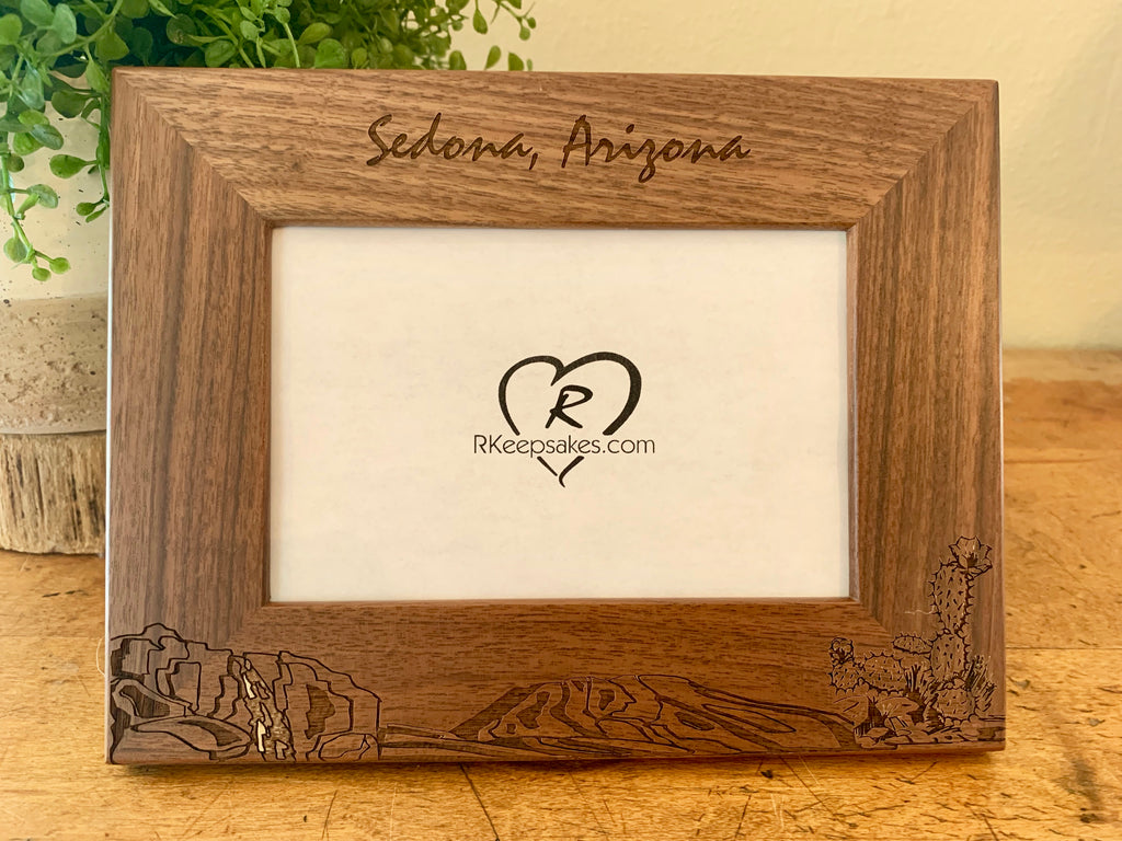 Sedona Picture Frame with Custom Text and desert scene engraved