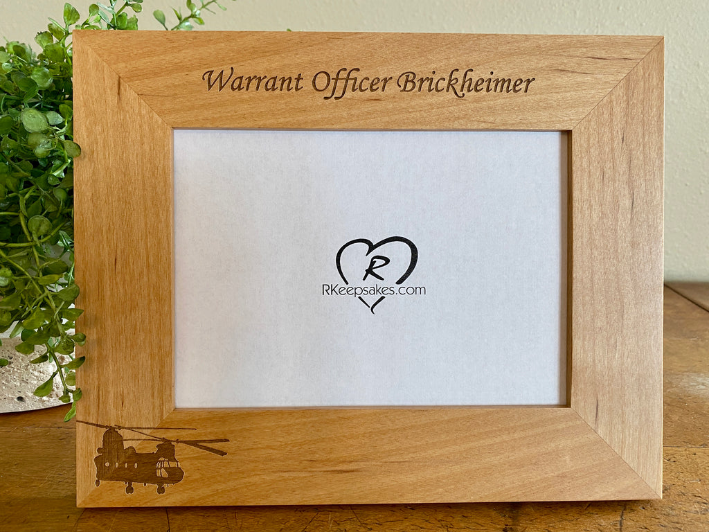 Chinook Helicopter Picture frame with custom text and chinook image engraved
