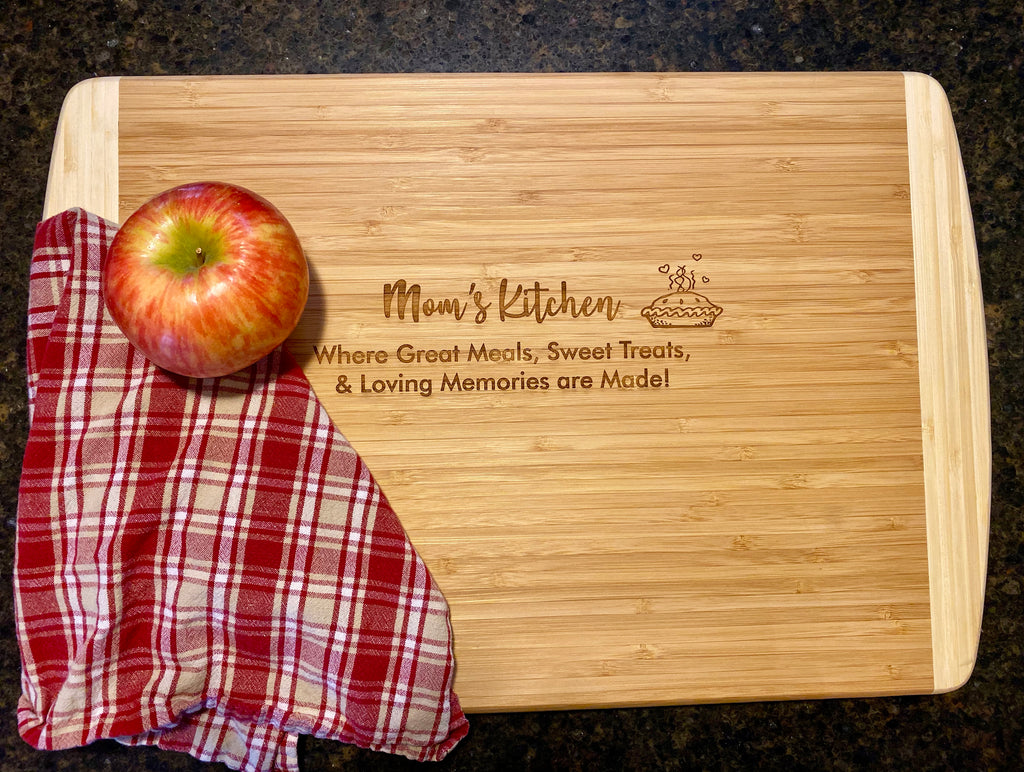 Mom's Kitchen engraved bamboo cutting board