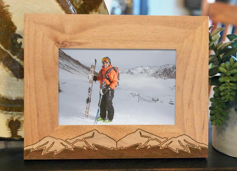 Mountains, Snow Capped Picture Frame, Custom Text