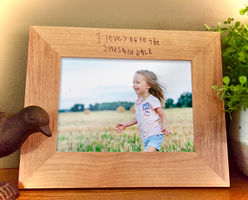 Custom Engraved Handwriting picture frame, child's writing