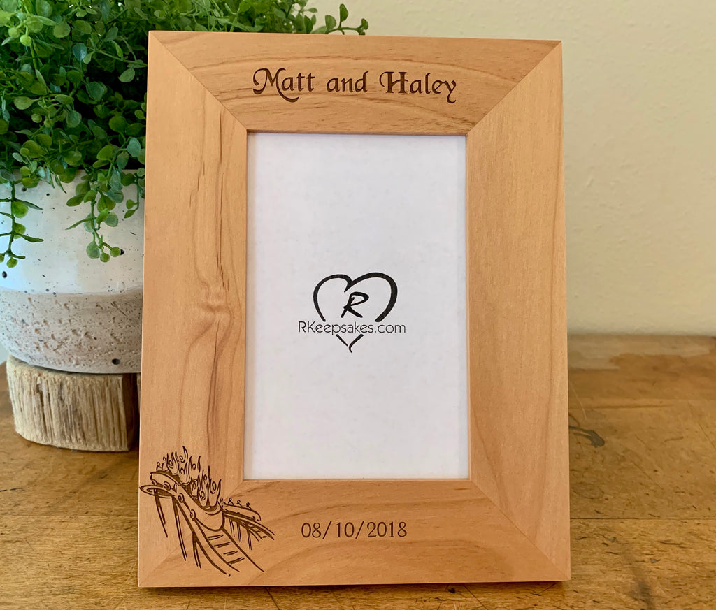Personalized Rollercoaster Picture Frame with custom text and roller coaster image engraved in alder, vertical