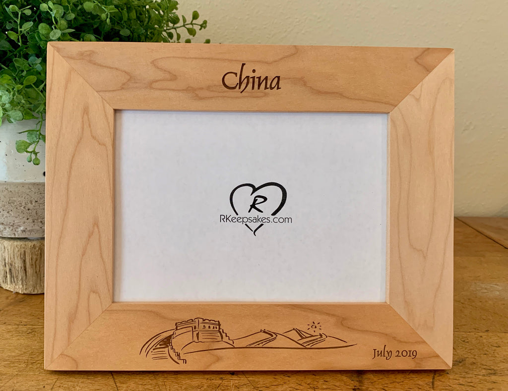 Great Wall of China Picture Frame with Custom Text and image engraved