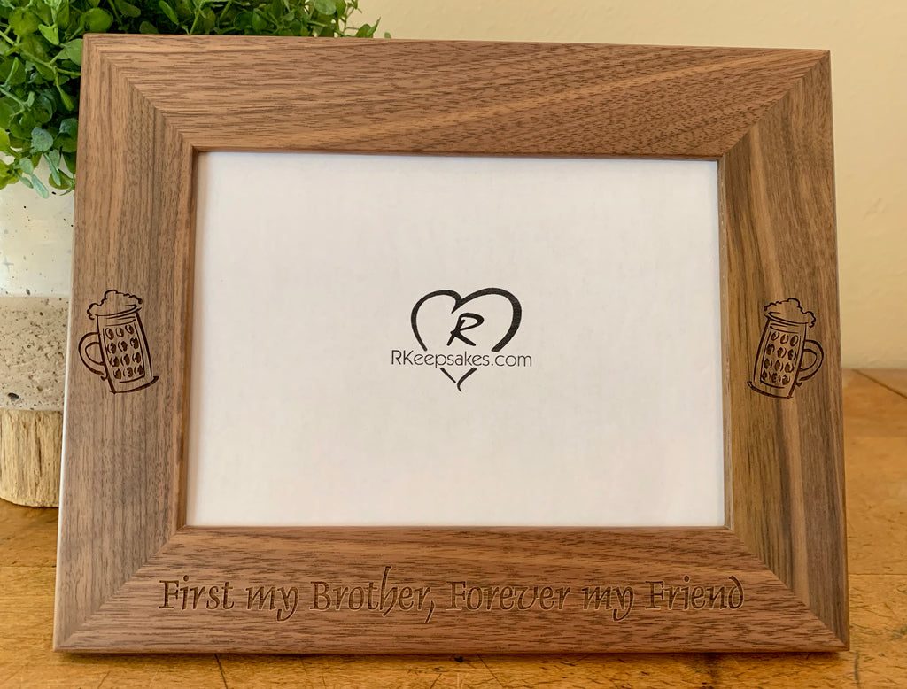 Beer picture frame with custom text and beer mugs engraved
