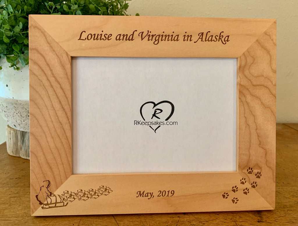 Dog Sled picture frame with custom text