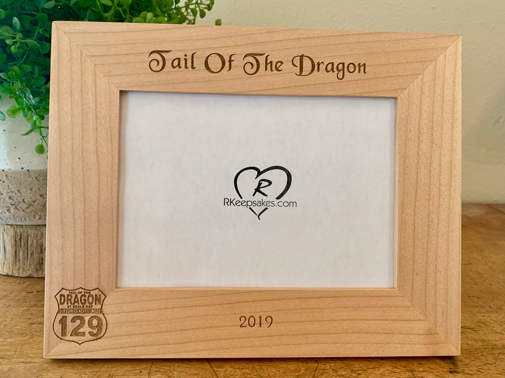 Deals Gap Tail of the Dragon picture frame with custom text engraved, in alder