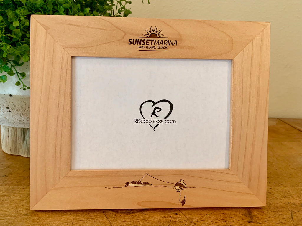 Fishing picture frame with bobber and custom text