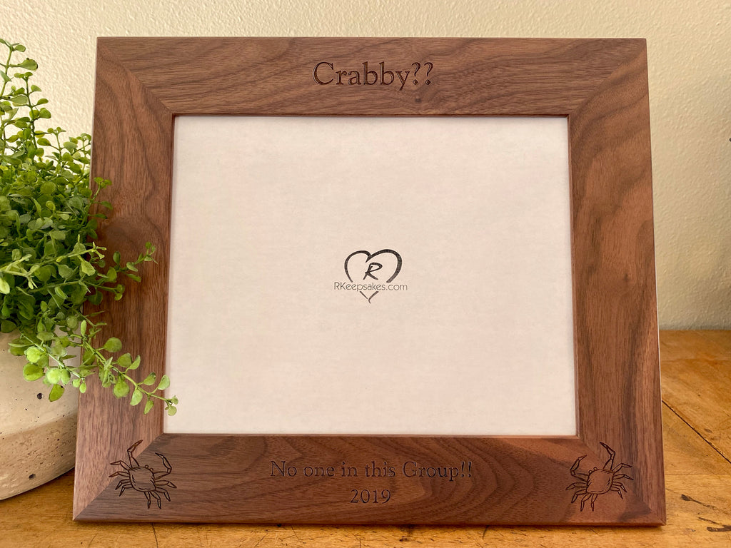 Crab picture frame with custom text and crab images engraved