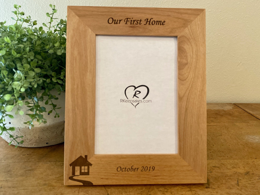 Personalized New Home Picture frame with custom text and house image engraved