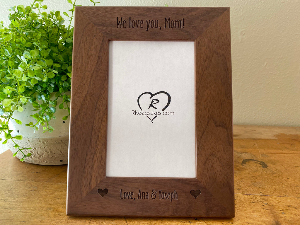 Personalized Hearts Picture frame with custom text and heart images engraved