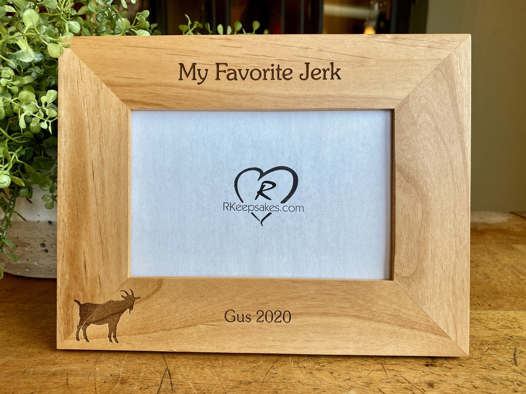 Personalized Goat Picture Frame with custom text and goat image engraved